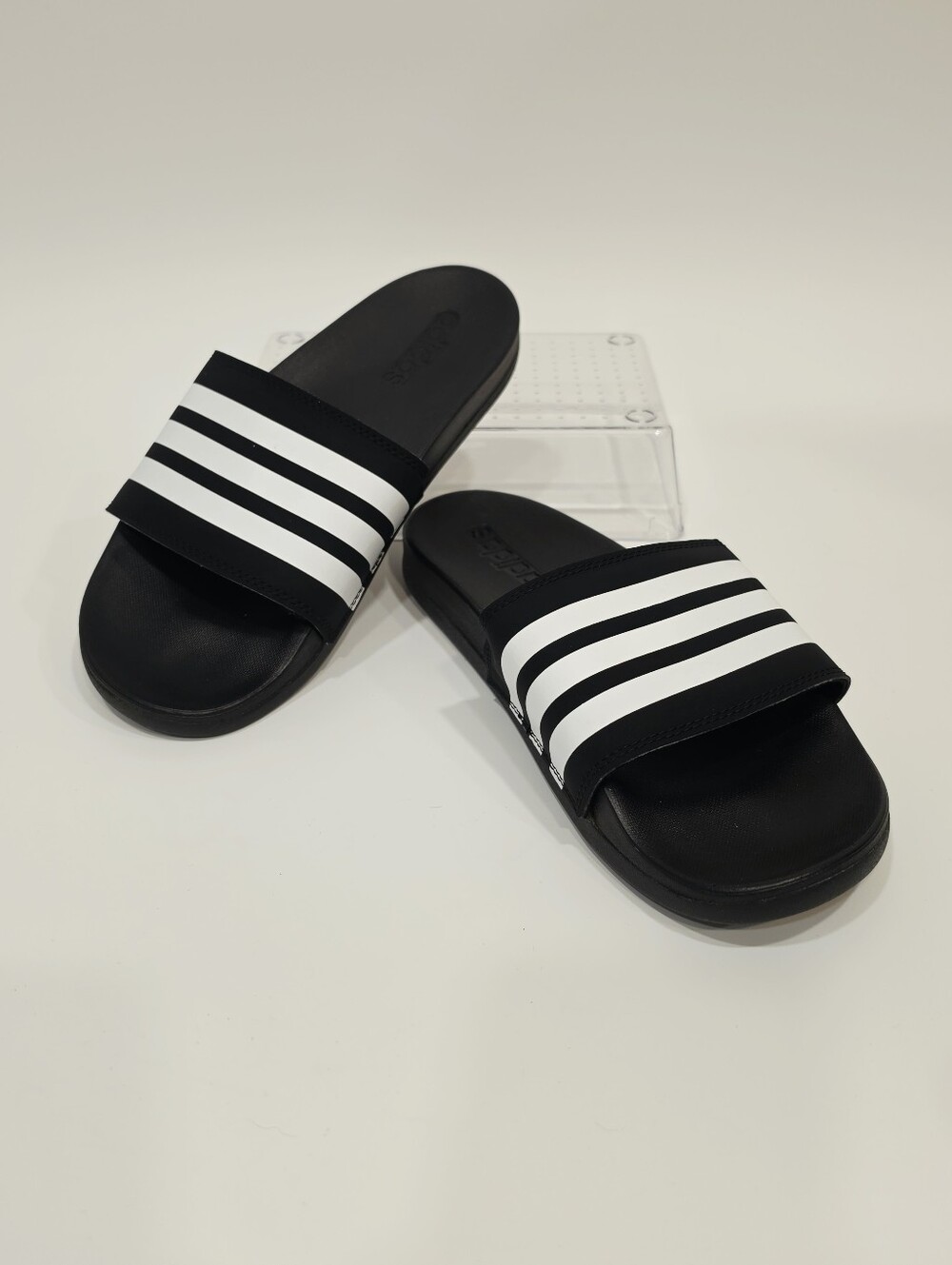 Adidas Adilette Comfort Black and White Slide Sandals US Mens 8/Womens 9